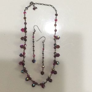 Purple Necklace and Earring Set